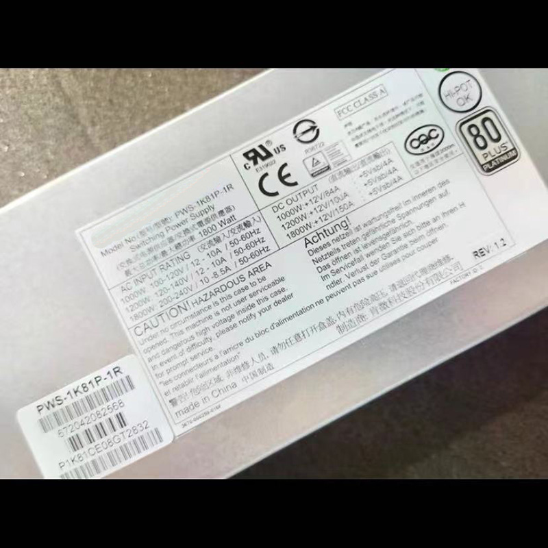 PWS-1K81P-1R 1800W For Supermi - 1800W Server Power Supply Redundant 评论和价格